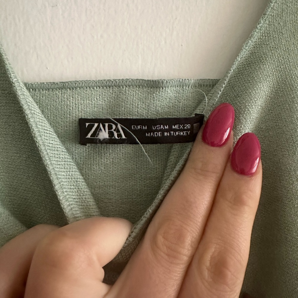 Zara Sage Green Mini Dress - Picture 2 of 2